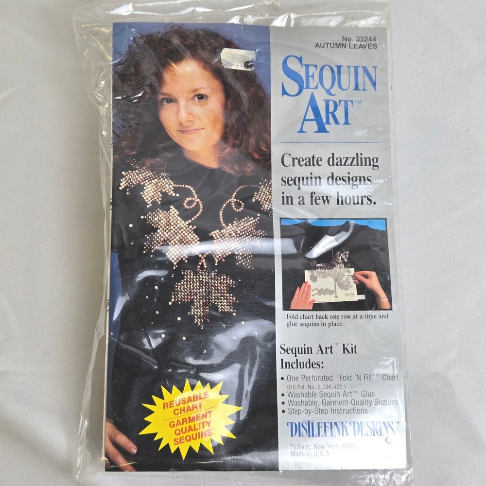 Distlefink Designs Inc. Sequin Art Kit Autumn Leaves 33244 New Sealed Vintage